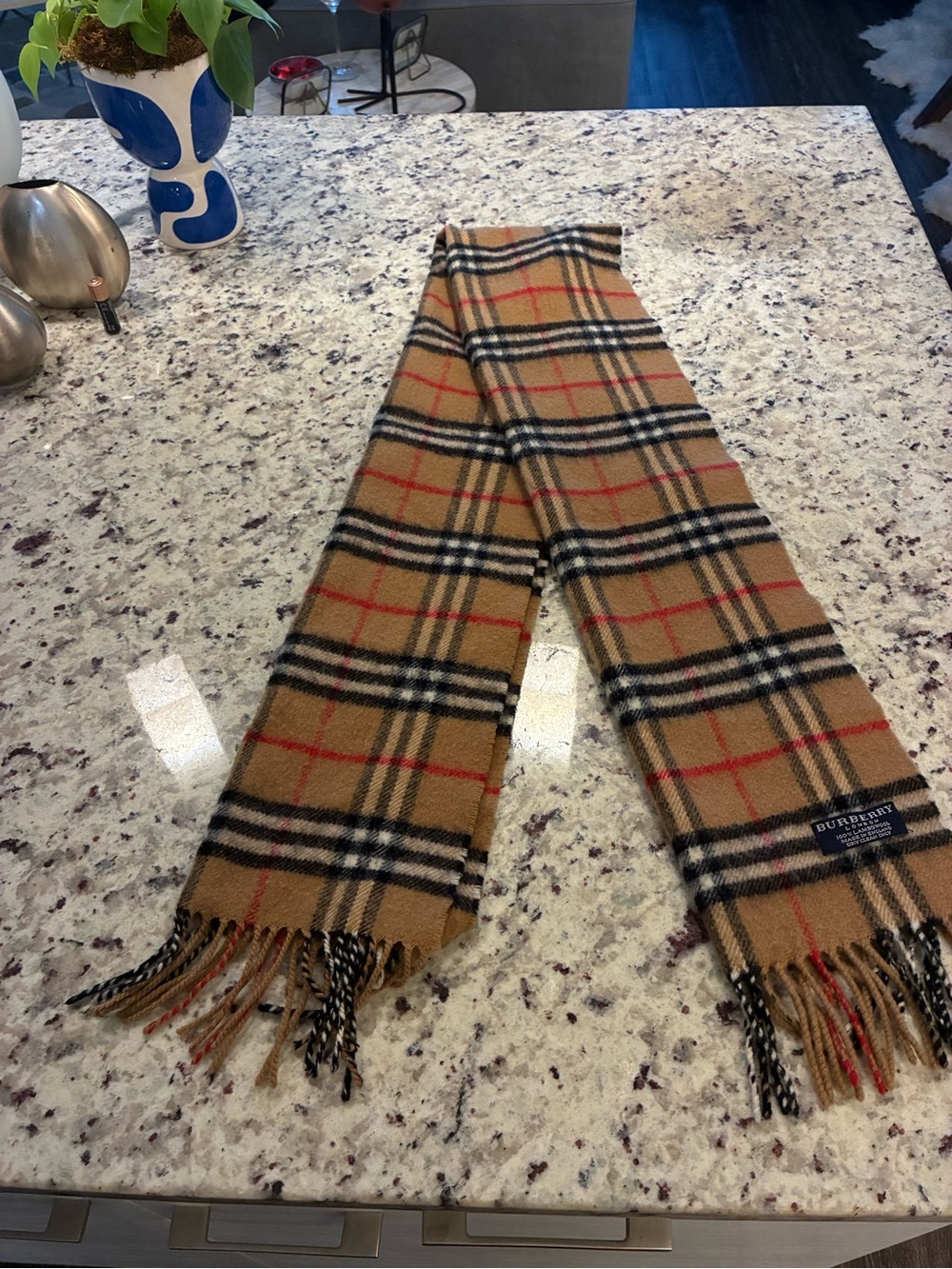 Burberry Camel, Black and Red Classic Check Scarf - Picture 5 of 5